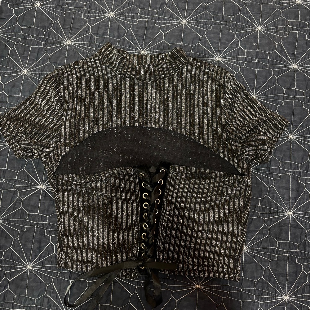 Stylish Black Lace-Up Women's Top